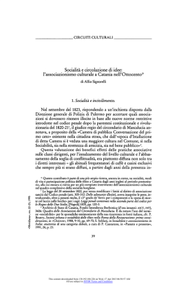 Socialit&agrave; e circolazione di idee: l