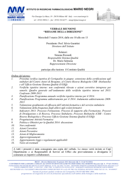 VERBALE RIUNIONE &ldquo;RIESAME DELLA DIREZIONE&rdquo;