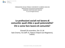 FORMAZIONE SOCIALE PRESSO L`UNIVERSITA` DI URBINO