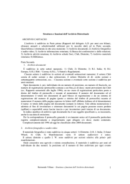 Struttura e funzioni dell`Archivio Distrettuale ARCHIVIO CARTACEO