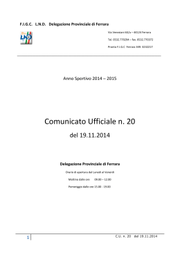 Comunicato Ufficiale n. 20 - FIGC Delegazione Provinciale di Ferrara