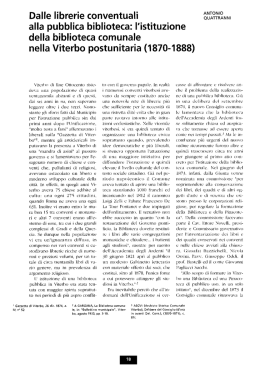 Dalle librerie conventuali alla pubblica biblioteca: l`istituzione della