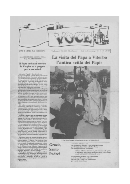 La visita del Papa a Viterbo l`antica &laquo;citt&agrave; dei Papi&raquo;