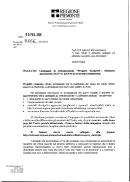 "Progetto Recupeo" della Regione Piemonte