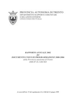 Rapporto Annuale Provincia Autonoma di Trento 2002