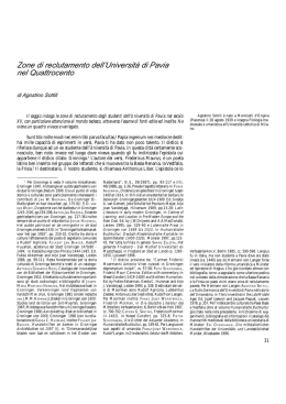 Zone di reclutamento dell`Universit&agrave; di Pavia nel