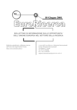 N. 92 - EuroInfo - Universit&agrave; degli Studi di Torino