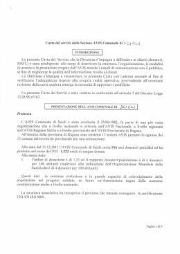 Carta dei servizi della Sezione AVIS Comunale di