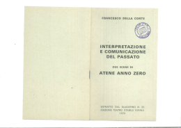 Opuscolo: F. Della Corte, "Interpretazione e comunicazione del