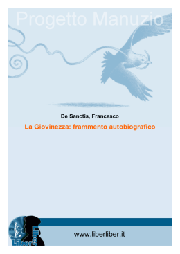 De Sanctis, Francesco La Giovinezza: frammento