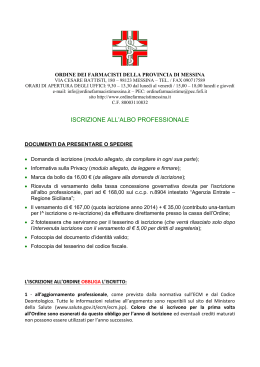 iscrizione all`albo professionale - Ordine dei Farmacisti di Messina