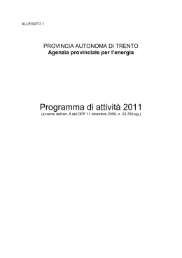 Programma di attività 2011 - Agenzia provinciale per le risorse