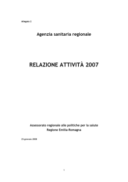 relazione attività 2007 - ER Agenzia sanitaria e sociale regionale