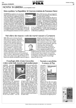 Novita` in libreria - Universit&agrave; di Pisa