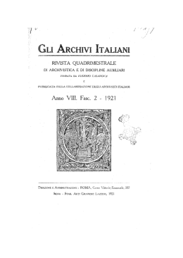 Anno VIII, fasc. 2, 1921 - Istituto Centrale per gli Archivi