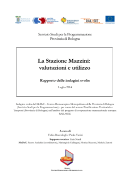Indagine RAIL4SEE 2014 - Citt&agrave; metropolitana di Bologna