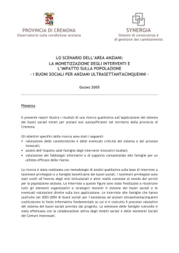 La monetizzazione degli interventi e l`impatto sulla popolazione