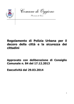 Regolamento di Polizia Urbana per il decoro della città e la