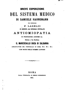Breve esposizione del sistema medico (HAHMEMANN