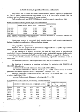 2.18) Gli stranieri, la giustizia ed il sistema penitenziario Negli ultimi