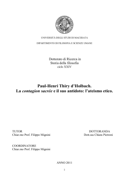 Paul-Henri Thiry d`Holbach. La contagion sacr&eacute;e e il suo