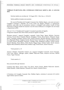 verbale d`adunanza del consiglio comunale seduta del 21 giugno