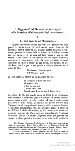 II `Keggimento` del Barberino ne` suoi rapporti colla