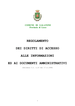 regolamento dei diritti di accesso alle informazioni ed ai documenti