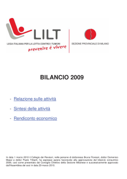 bilancio 2009 - Lega Italiana per la Lotta contro i Tumori