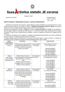 Circolare n° 081 P Verona 29 / 10 / 2014 A tutti gli studenti del 4° e 5