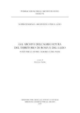 gli archivi dell`agricoltura del territorio di roma e del lazio. fonti per la