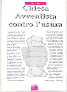 Chiesa avventista contro l`usura