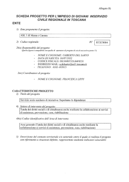 scheda progetto per l`impiego di giovani inservizio civile regionale in