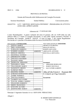 PROVINCIA DI PISTOIA Estratto dal Protocollo delle Deliberazioni