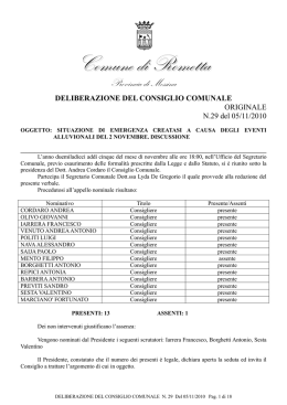 deliberazione del consiglio comunale