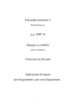 Filosofia teoretica 2 aa 2007-8 - Università degli Studi di Bergamo
