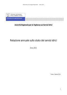 Relazione annuale sullo stato dei servizi idrici 2011