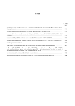 &iacute;ndice - Trade Marks and Designs