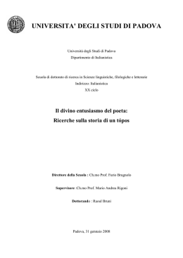 Il divino entusiasmo del poeta - Padua@Research