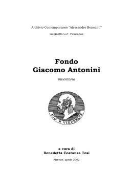 Fondo Giacomo Antonini - Gabinetto Scientifico Letterario GP