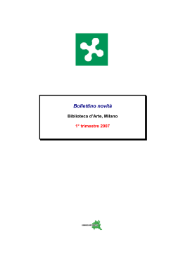 Bollettino novità - Biblioteche Regione Lombardia