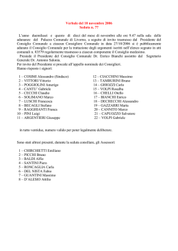 Verbale del 10 novembre 2006 Seduta n. 77 L`anno duemilasei e