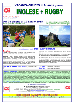 Dublino Vacanza-Studio Inglese + Rugby in Irlanda Estate 2015