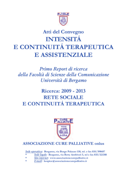 intensit&aacute; e continuit&aacute; terapeutica e assistenziale