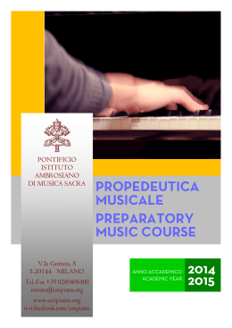 PROPEDEUTICA MUSICALE PREPARATORY MUSIC COURSE