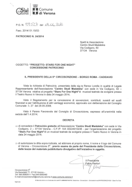 Page 1 % Comune di Verona Faso. 2014/ 01.15/03 PATROCINIO N