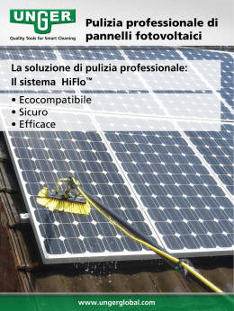 Pulizia professionale di pannelli fotovoltaici
