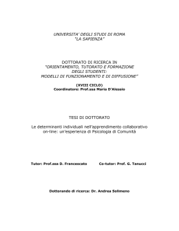 universita` degli studi di roma &mdash;la sapienza&ldquo; dottorato di