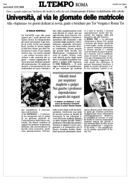 Universit  : al via le giornate delle matricole