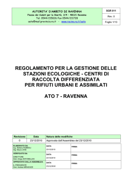 il regolamento di gestione delle stazioni ecologiche